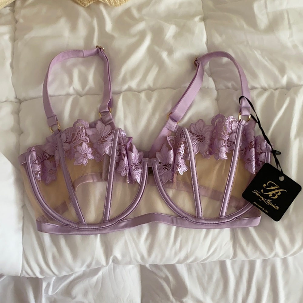 AMELIE LILAC SHEER UNDERWIRE LACE BRA